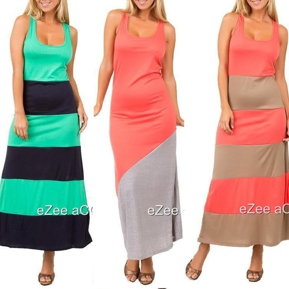 Dresses & Skirts - long maxi dress chevron striped racer back